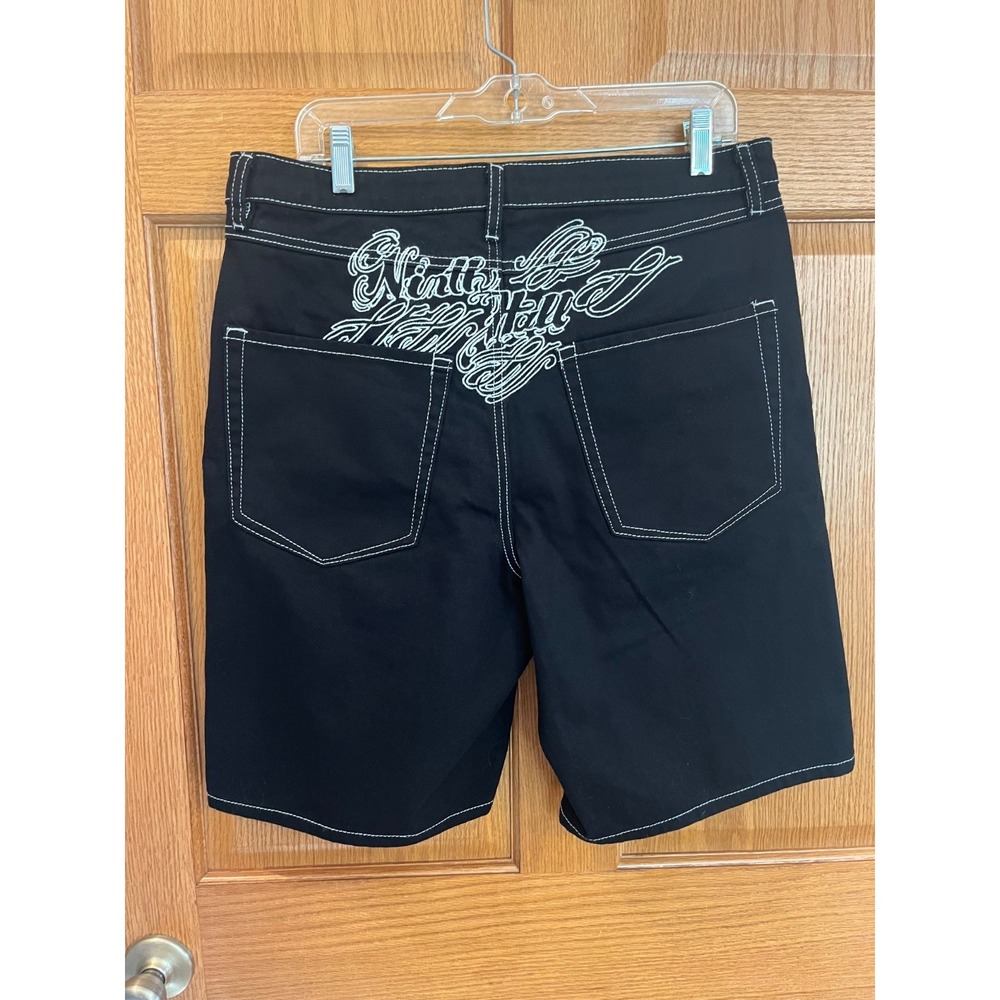 Cyber Y2K Grunge Skater Yakuza Streetwear GraphicJorts BlackSilver Ninth Hall 32 - Picture 4 of 9